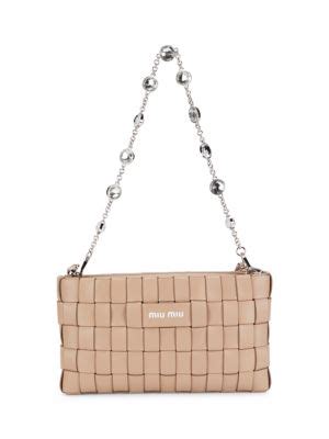 Miu Miu Crystal & Leather Pochette Bag on SALE 